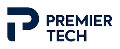 Premier Tech logo featuring abstract navy P symbol and company name in sans-serif typeface