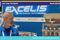 Nathan Massey from Excelis Automation demonstrates packaging automation equipment at Pack Expo booth N-5336