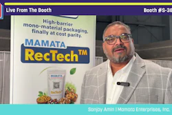 Sanjay Amin from Mamata Enterprises presenting MAMATA RecTech high-barrier mono-material packaging at Pack Expo booth S-3882