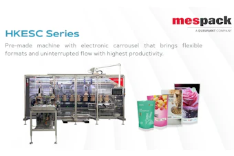 HKESC Series pre-made packaging machine with electronic carousel and sample product pouches