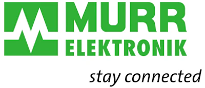Murr Elektronik logo with green heartbeat symbol and stay connected tagline