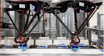 Large-format 3D printer with dual printing heads and metal frame structure in industrial workshop setting