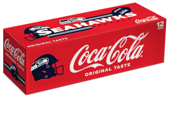 Coca-Cola Original Taste 12-pack with Seattle Seahawks branding on red packaging