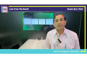 Karthik Rajagopol from Specright presenting live at Pack Expo booth LU-7847 with display screen