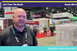 Steve Bgin from Festo Corporation speaking at Pack Expo booth N-6132 during live event coverage