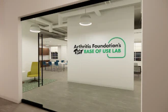 Arthritis Foundation's Ease of Use Lab entrance with modern office interior and glass doors