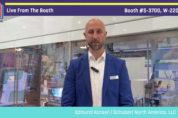 Edmund Konsen from Schubert North America presenting live from Pack Expo booth S-3700, W-22052